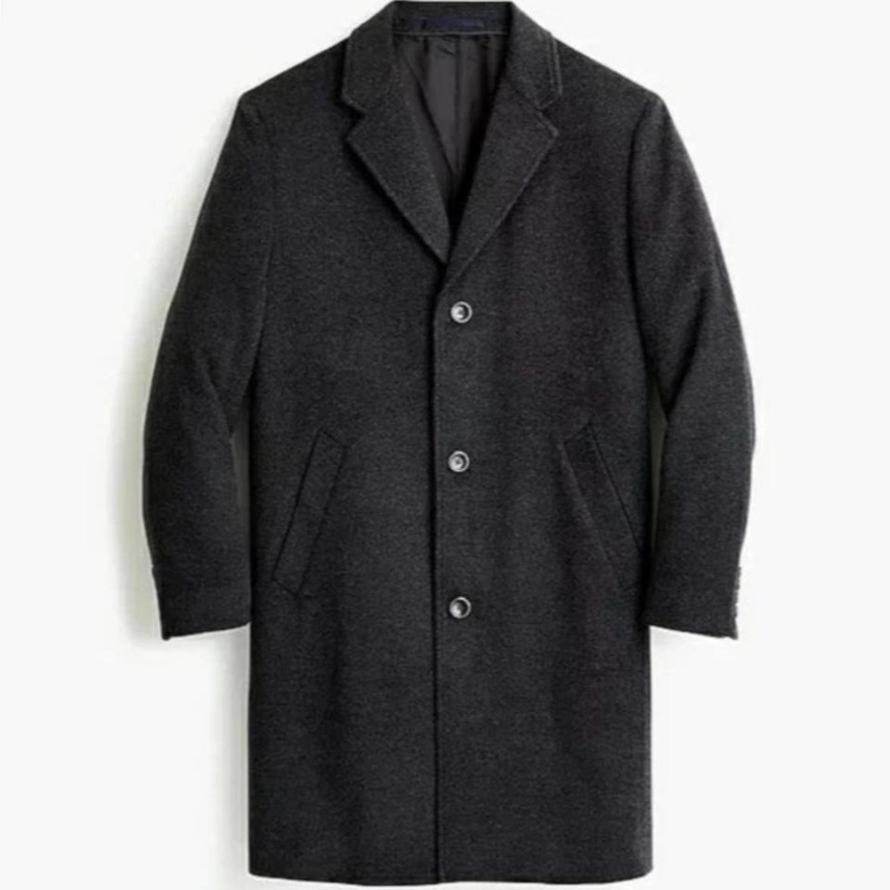 NWT J. Crew Ludlow Topcoat Grey Italian Wool-Cashmere Men's Size 38 Short